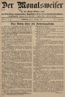 Der Monatsweiser : für den Monat... : der Gewerkschaft kaufmännischer Angestellten (D.H.V.) in Polnisch-Oberschlesien. 1928, nr 10