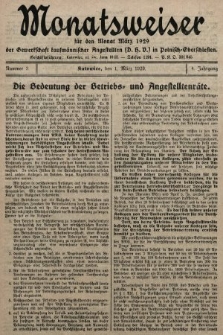 Der Monatsweiser : für den Monat... : der Gewerkschaft kaufmännischer Angestellten (D.H.V.) in Polnisch-Oberschlesien. 1929, nr 3