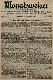 Der Monatsweiser : für den Monat... : der Gewerkschaft kaufmännischer Angestellten (D.H.V.) in Polnisch-Oberschlesien. 1929, nr 9