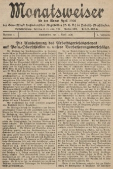 Der Monatsweiser : für den Monat... : der Gewerkschaft kaufmännischer Angestellten (D.H.V.) in Polnisch-Oberschlesien. 1930, nr 4