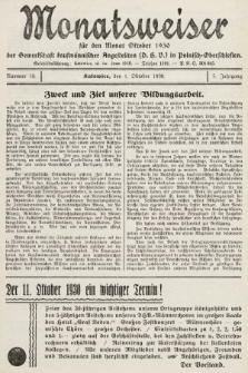 Der Monatsweiser : für den Monat... : der Gewerkschaft kaufmännischer Angestellten (D.H.V.) in Polnisch-Oberschlesien. 1930, nr 10