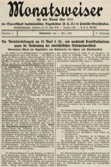 Der Monatsweiser : für den Monat... : der Gewerkschaft kaufmännischer Angestellten (D.H.V.) in Polnisch-Oberschlesien. 1931, nr 5