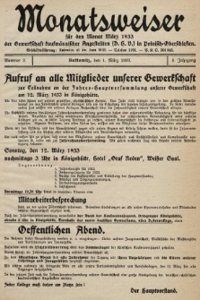 Der Monatsweiser : für den Monat... : der Gewerkschaft kaufmännischer Angestellten (D.H.V.) in Polnisch-Oberschlesien. 1933, nr 3