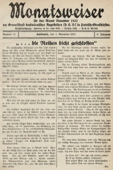 Der Monatsweiser : für den Monat... : der Gewerkschaft kaufmännischer Angestellten (D.H.V.) in Polnisch-Oberschlesien. 1933, nr 11