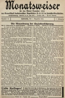 Der Monatsweiser : für den Monat... : der Gewerkschaft kaufmännischer Angestellten (D.H.V.) in Polnisch-Oberschlesien. 1933, nr 12