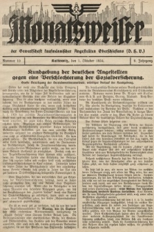 Der Monatsweiser : für den Monat... : der Gewerkschaft kaufmännischer Angestellten (D.H.V.) in Polnisch-Oberschlesien. 1934, nr 10