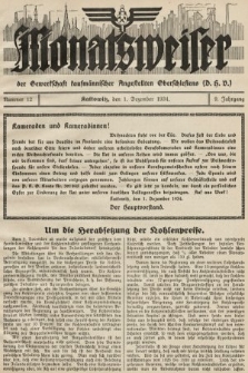 Der Monatsweiser : für den Monat... : der Gewerkschaft kaufmännischer Angestellten (D.H.V.) in Polnisch-Oberschlesien. 1934, nr 12