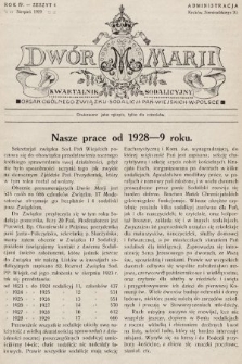 Dwór Marji : kwartalnik sodalicyjny : organ ogólnego Związku Sodalicji Pań Wiejskich w Polsce. 1929, nr 4