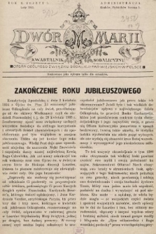 Dwór Marji : kwartalnik sodalicyjny : organ ogólnego Związku Sodalicji Pań Wiejskich w Polsce. 1935, nr 1