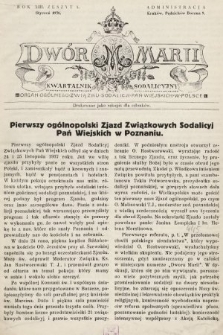 Dwór Marji : kwartalnik sodalicyjny : organ ogólnego Związku Sodalicji Pań Wiejskich w Polsce. 1938, nr 1