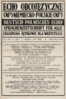 Echo Obcojęzyczne : czasopismo językowe dla wszystkich = Deutsch-Polnisches Echo : Sprachenzeitschrift für alle. 1935, nr 3 NP