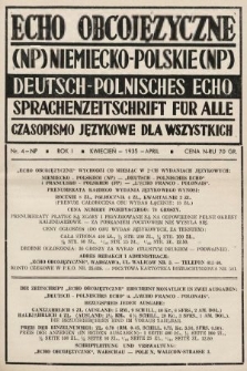 Echo Obcojęzyczne : czasopismo językowe dla wszystkich = Deutsch-Polnisches Echo : Sprachenzeitschrift für alle. 1935, nr 4