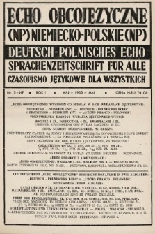 Echo Obcojęzyczne : czasopismo językowe dla wszystkich = Deutsch-Polnisches Echo : Sprachenzeitschrift für alle. 1935, nr 5 NP