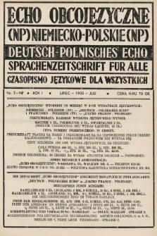 Echo Obcojęzyczne : czasopismo językowe dla wszystkich = Deutsch-Polnisches Echo : Sprachenzeitschrift für alle. 1935, nr 7 NP