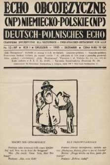 Echo Obcojęzyczne : czasopismo dwujęzyczne dla wszystkich = Deutsch-Polnisches Echo : zwei Sprachen Zeitschrift für alle. 1935, nr 12 NP