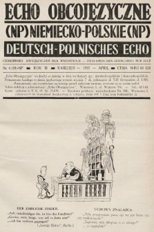 Echo Obcojęzyczne : czasopismo dwujęzyczne dla wszystkich = Deutsch-Polnisches Echo : zwei Sprachen Zeitschrift für alle. 1937, nr 4
