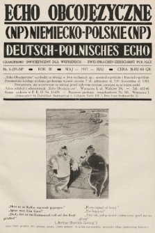 Echo Obcojęzyczne : czasopismo dwujęzyczne dla wszystkich = Deutsch-Polnisches Echo : zwei Sprachen Zeitschrift für alle. 1937, nr 5