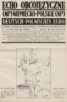 Echo Obcojęzyczne : czasopismo dwujęzyczne dla wszystkich = Deutsch-Polnisches Echo : zwei Sprachen Zeitschrift für alle. 1937, nr 8 NP