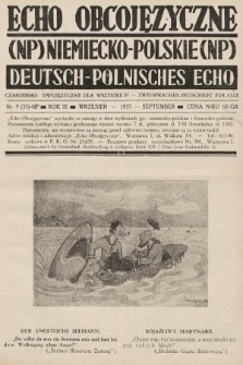 Echo Obcojęzyczne : czasopismo dwujęzyczne dla wszystkich = Deutsch-Polnisches Echo : zwei Sprachen Zeitschrift für alle. 1937, nr 9 NP