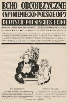 Echo Obcojęzyczne : czasopismo dwujęzyczne dla wszystkich = Deutsch-Polnisches Echo : zwei Sprachen Zeitschrift für alle. 1937, nr 10 NP