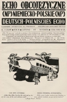 Echo Obcojęzyczne : czasopismo dwujęzyczne dla wszystkich = Deutsch-Polnisches Echo : zwei Sprachen Zeitschrift für alle. 1937, nr 11 NP