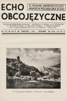 Echo Obcojęzyczne : czasopismo rozrywkowo-językowe = Deutsch-Polnisches Echo. 1938, nr 12 C