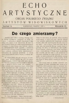 Echo Artystyczne : organ Polskiego Związku Artystów Widowiskowych. 1926, nr 3