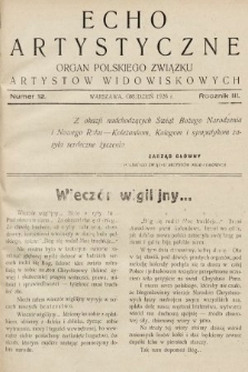 Echo Artystyczne : organ Polskiego Związku Artystów Widowiskowych. 1926, nr 12