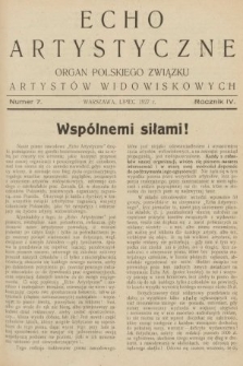 Echo Artystyczne : organ Polskiego Związku Artystów Widowiskowych. 1927, nr 7