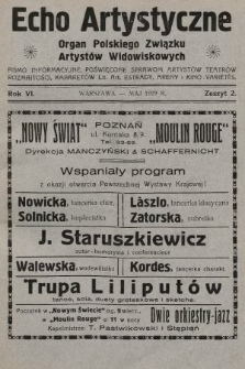 Echo Artystyczne : organ Polskiego Związku Artystów Widowiskowych. 1929, nr 2