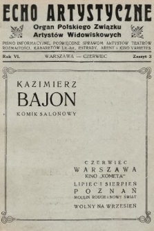 Echo Artystyczne : organ Polskiego Związku Artystów Widowiskowych. 1929, nr 3