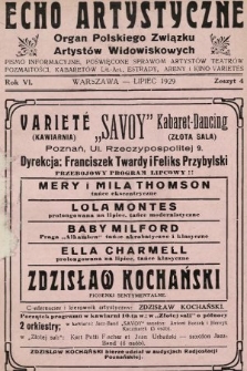 Echo Artystyczne : organ Polskiego Związku Artystów Widowiskowych. 1929, nr 4