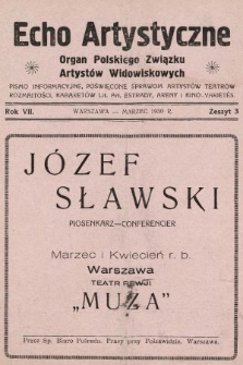 Echo Artystyczne : organ Polskiego Związku Artystów Widowiskowych. 1930, nr 3