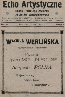 Echo Artystyczne : organ Polskiego Związku Artystów Widowiskowych. 1930, nr 7
