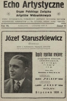 Echo Artystyczne : organ Polskiego Związku Artystów Widowiskowych. 1930, nr 11