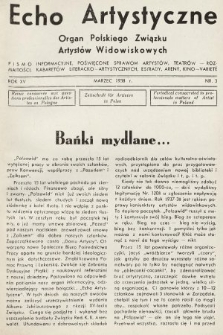 Echo Artystyczne : organ Polskiego Związku Artystów Widowiskowych. 1938, nr 3