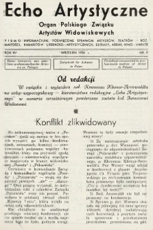 Echo Artystyczne : organ Polskiego Związku Artystów Widowiskowych. 1938, nr 9