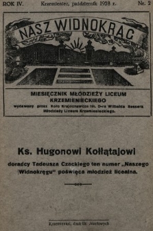 Nasz Widnokrąg : miesięcznik Młodzieży Liceum Krzemienieckiego. 1928/1929, nr 2