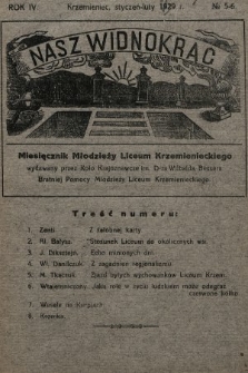 Nasz Widnokrąg : miesięcznik Młodzieży Liceum Krzemienieckiego. 1928/1929, nr 5-6
