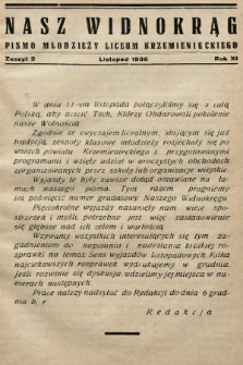 Nasz Widnokrąg : pismo Młodzieży Liceum Krzemienieckiego. 1936/1937, nr 2