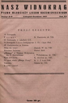 Nasz Widnokrąg : pismo Młodzieży Liceum Krzemienieckiego. 1937/1938, nr 2-3