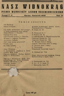 Nasz Widnokrąg : pismo Młodzieży Liceum Krzemienieckiego. 1934/1935, nr 7-8