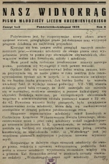 Nasz Widnokrąg : pismo Młodzieży Liceum Krzemienieckiego. 1935/1936, nr 1-2