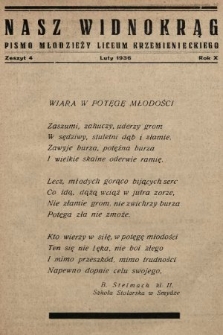 Nasz Widnokrąg : pismo Młodzieży Liceum Krzemienieckiego. 1935/1936, nr 4