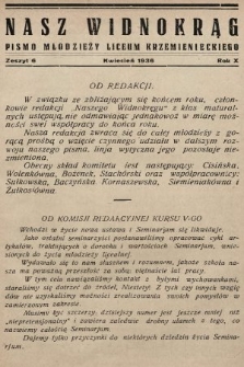 Nasz Widnokrąg : pismo Młodzieży Liceum Krzemienieckiego. 1935/1936, nr 6