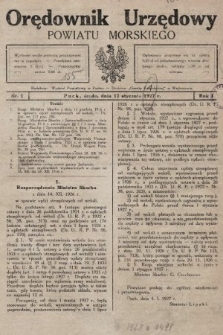 Orędownik Urzędowy Powiatu Morskiego. 1927, nr 1