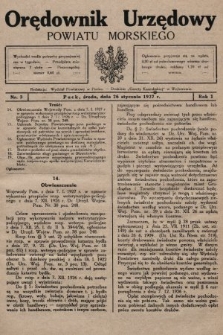 Orędownik Urzędowy Powiatu Morskiego. 1927, nr 3