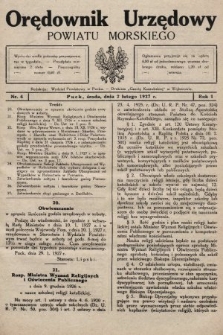 Orędownik Urzędowy Powiatu Morskiego. 1927, nr 4