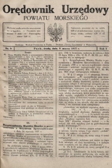 Orędownik Urzędowy Powiatu Morskiego. 1927, nr 9