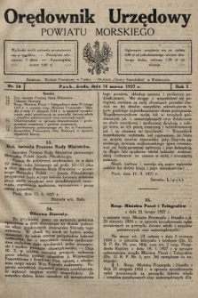 Orędownik Urzędowy Powiatu Morskiego. 1927, nr 10